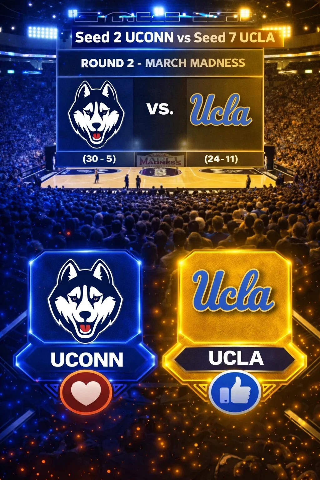Cover Image for MARCH MADNESS BROADCAST SHOCKER: UConn vs. UCLA Moved to Prime-Time National Spotlight