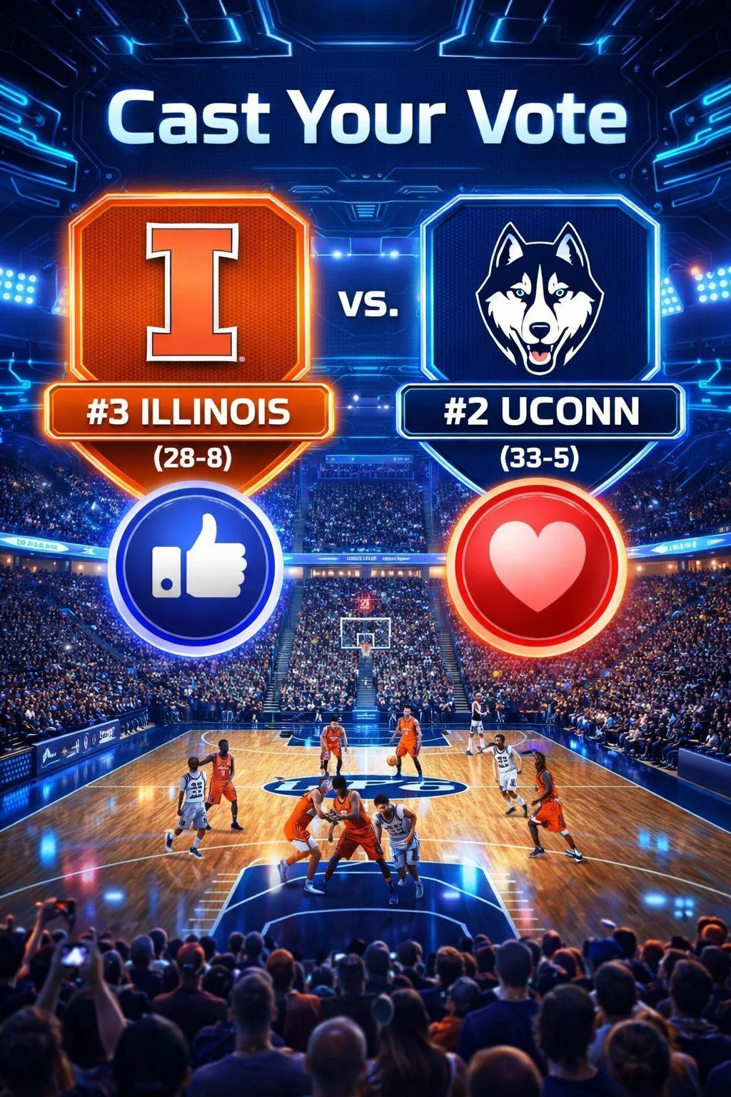Cover Image for 🚨 PRIME-TIME FINAL FOUR SHOWDOWN: (#3) Illinois vs.  (#2) UConn Set for National Championship Spotlight — This Isn’t Just a Game… It’s a Moment 🏀🔥