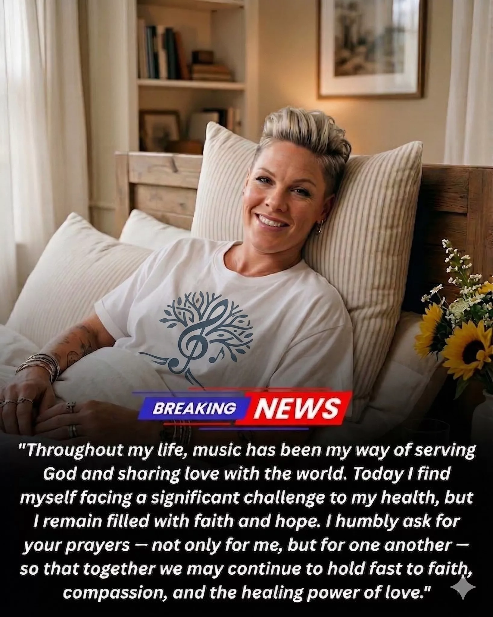 Cover Image for POSITIVE UPDATE FROM P!nk Following recent medical treatment, P!nk — the globally celebrated artist known for her powerful, raw, and emotionally charged voice — has shared a heartfelt message with her worldwide fanbase.