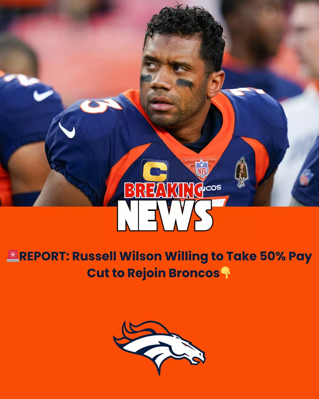 Cover Image for 🚨 REPORT: Russell Wilson Open to 50% Pay Cut — A Stunning Twist Toward a Possible Broncos Reunion