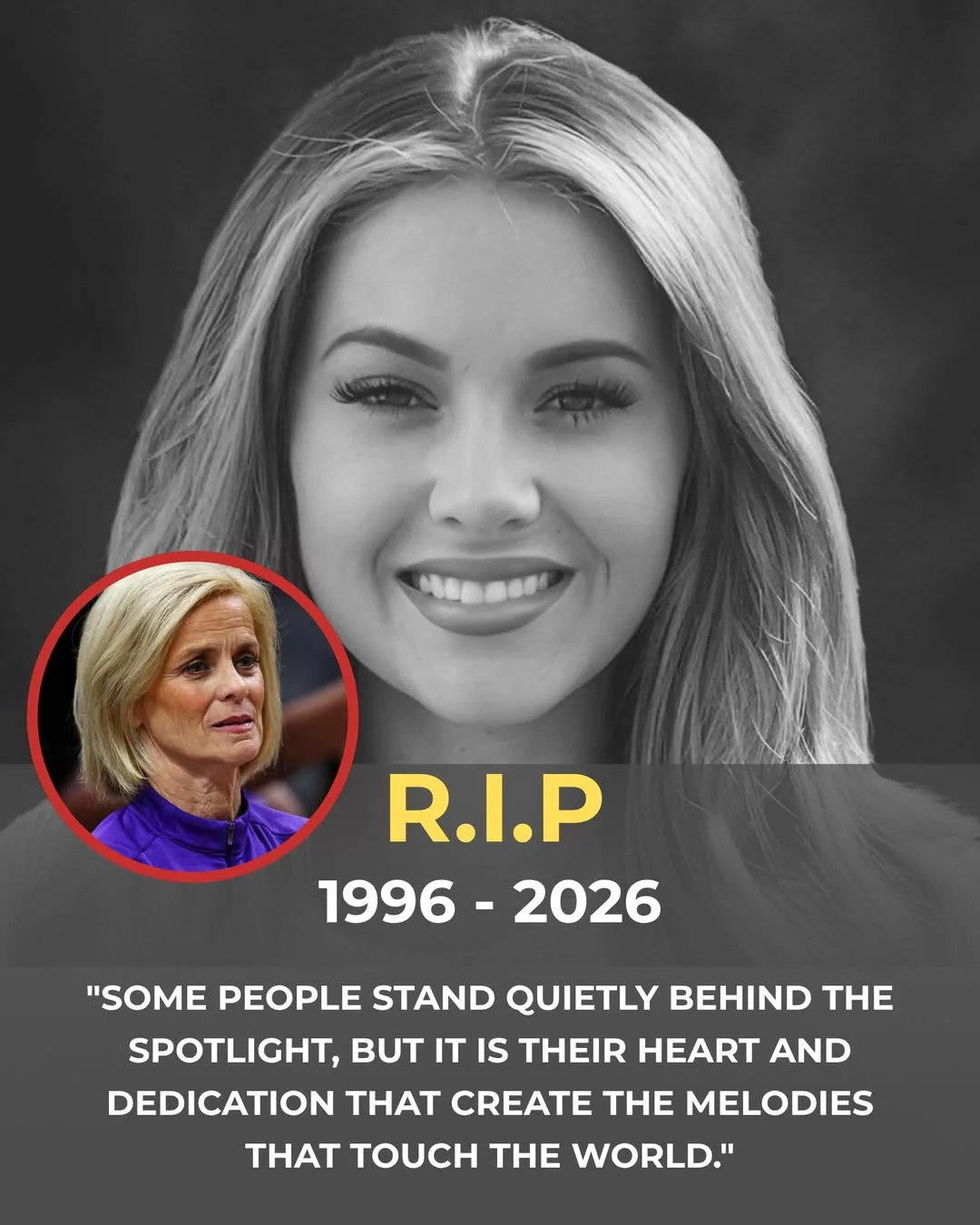 Cover Image for A Heartbreaking Loss Behind the Scenes: LSU Community Mourns Young Staff Member from Kim Mulkey’s Inner Circle