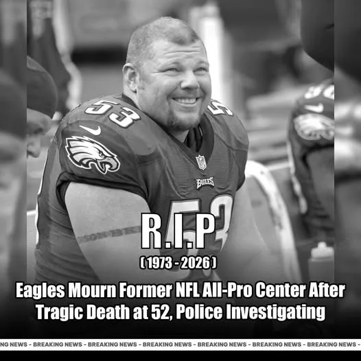 Cover Image for 🦅 The Philadelphia Eagles community is in mourning following the sudden passing of a former All-Pro center at the age of 52. He wasn’t just an outstanding player on the field, but also a symbol of toughness and resilience in midnight green. What makes this even more unsettling is that police have launched an investigation, revealing mysterious details surrounding his death. Fans are left stunned, raising countless unanswered questions. What really happened? 👀👇