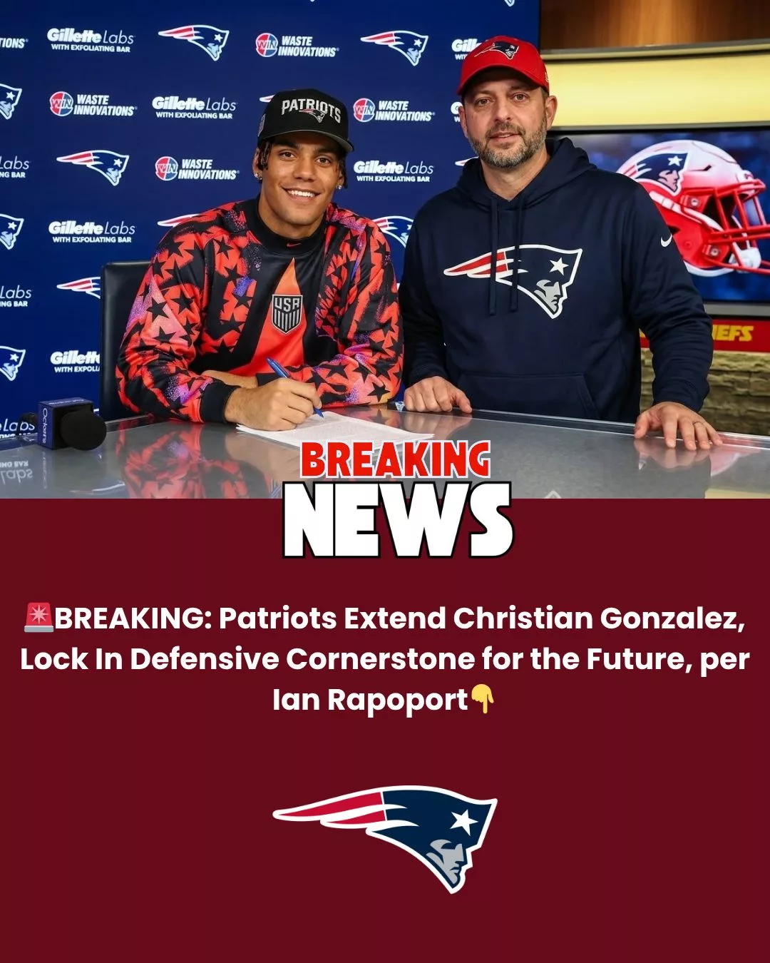 Cover Image for 🚨 BREAKING: New England Patriots Extend Christian Gonzalez — Securing a Defensive Cornerstone for the Future