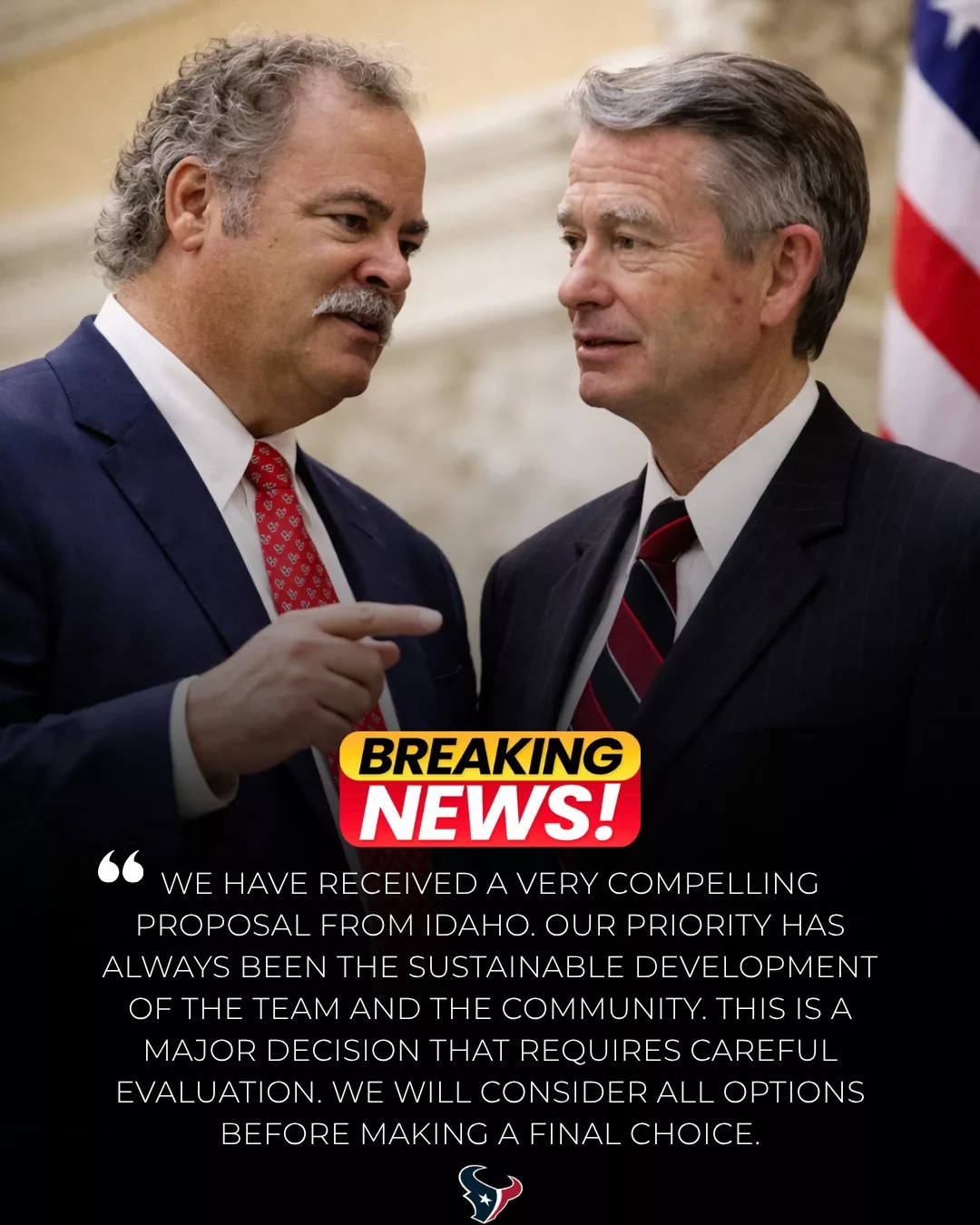 Cover Image for š¢ BREAKING: Greg Abbott Rejects $120M Proposal ā Hours Later, Cal McNair Receives āMassive Offerā from Idaho, Sending Shockwaves Through the Houston Texans Community