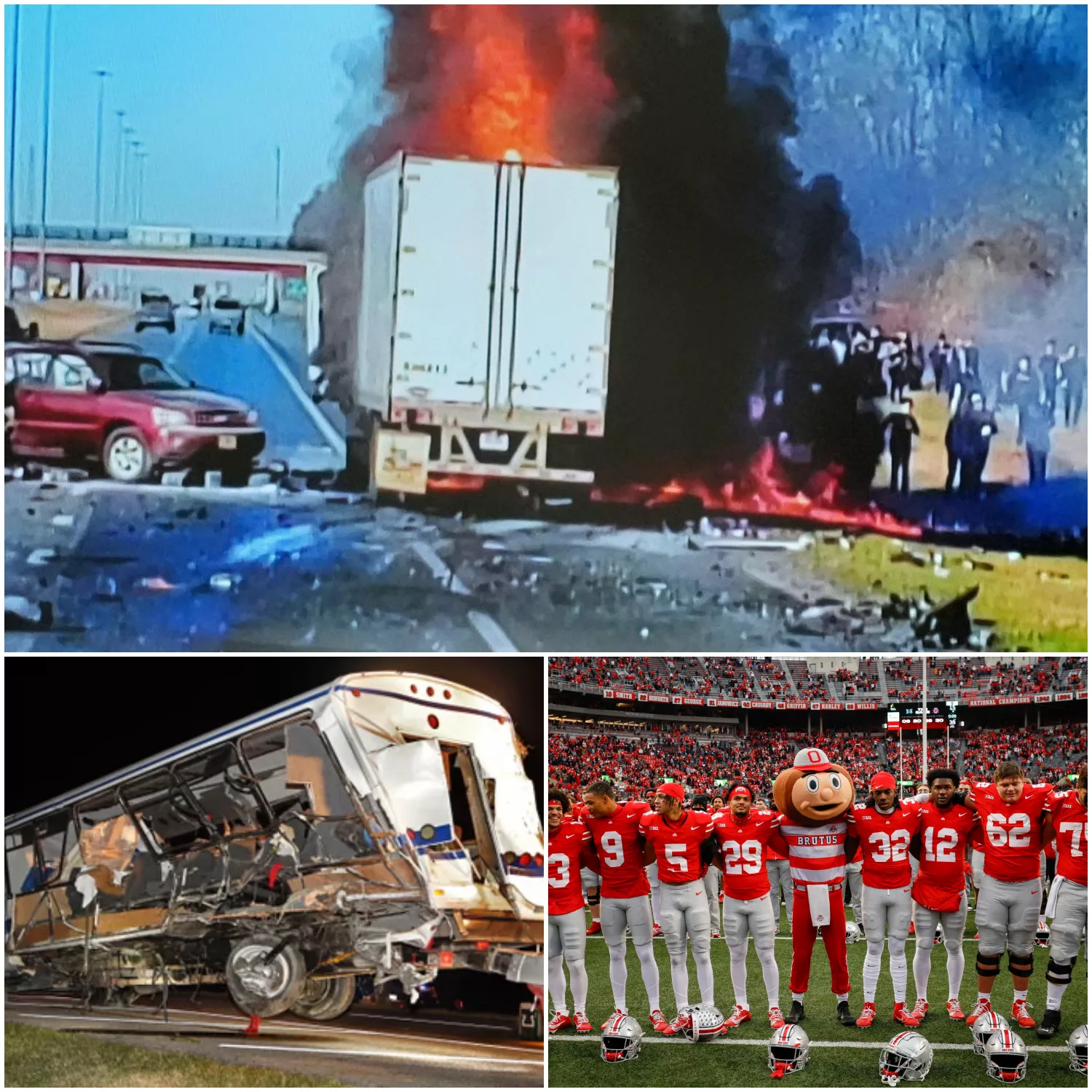 Cover Image for 🚨 TRAGEDY ON THE HIGHWAY: Ohio State Buckeyes Football Team Bus Crash Leaves Two Players Fighting for Their Lives