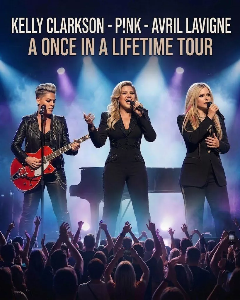 Cover Image for GOOD NEWS: The “ONE LAST RIDE” World Tour has officially been announced — Kelly Clarkson, P!nk, and Avril Lavigne unite for a once-in-a-generation music event