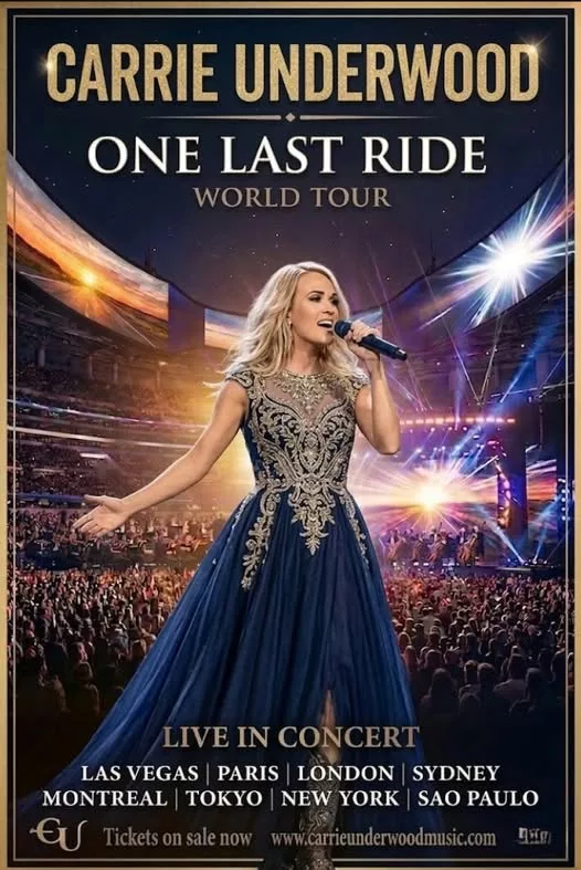 Cover Image for Carrie Underwood has officially unveiled her 2026 tour, “One Last Ride” — a breathtaking, emotionally charged experience celebrating the iconic legacy of the powerful and fearless country star.