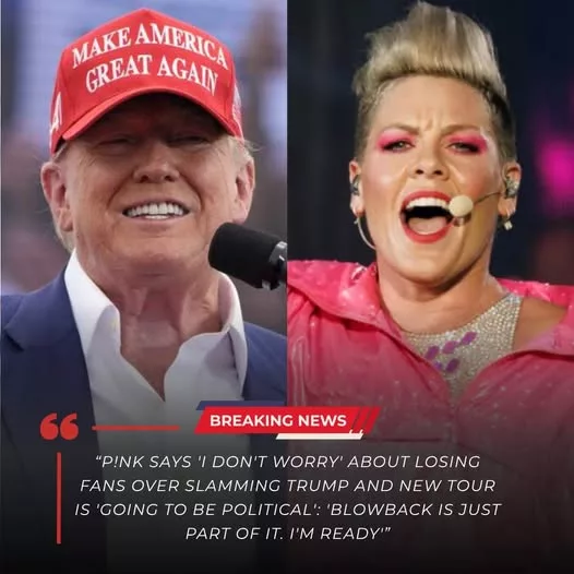 Cover Image for P!NK said, “I’m not worried” about losing fans for criticizing Trump, and he stated that his new tour “will use music to talk about politics and speak out about what’s going on in the country.”