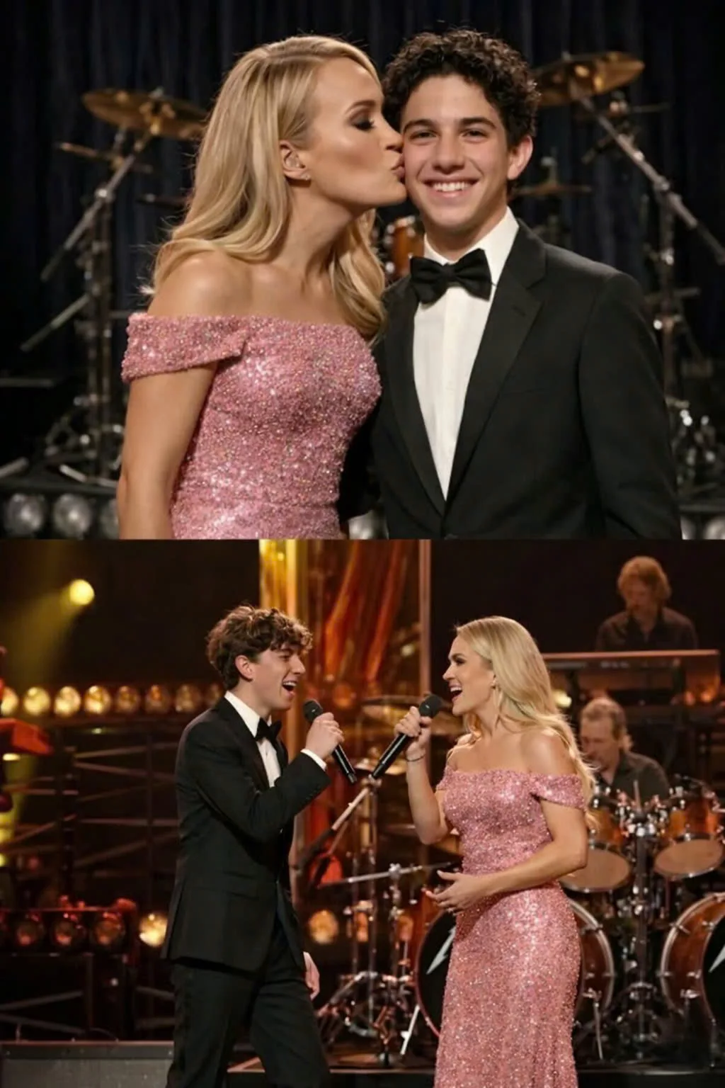 Cover Image for At the sold-out stadium event last night, the country music icon didn’t take the final spotlight. Instead, Carrie Underwood stepped back into the shadows of the stage, watching as her first son took center stage.