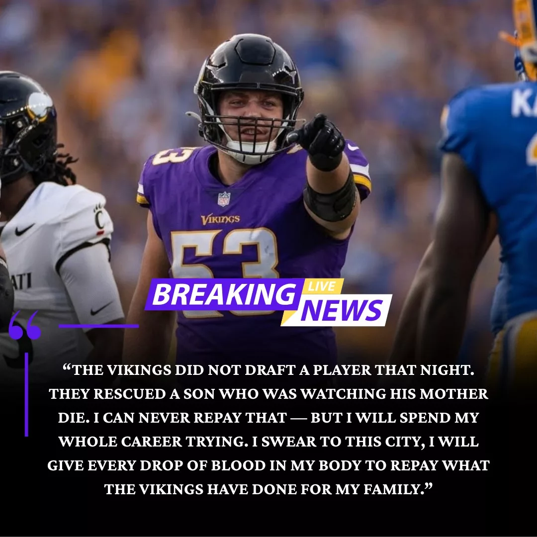 Cover Image for ❤️ Vikings Rookie Gavin Gerhardt Shares Emotional Gratitude — Reveals How Draft Night Helped Save His Mother’s Life