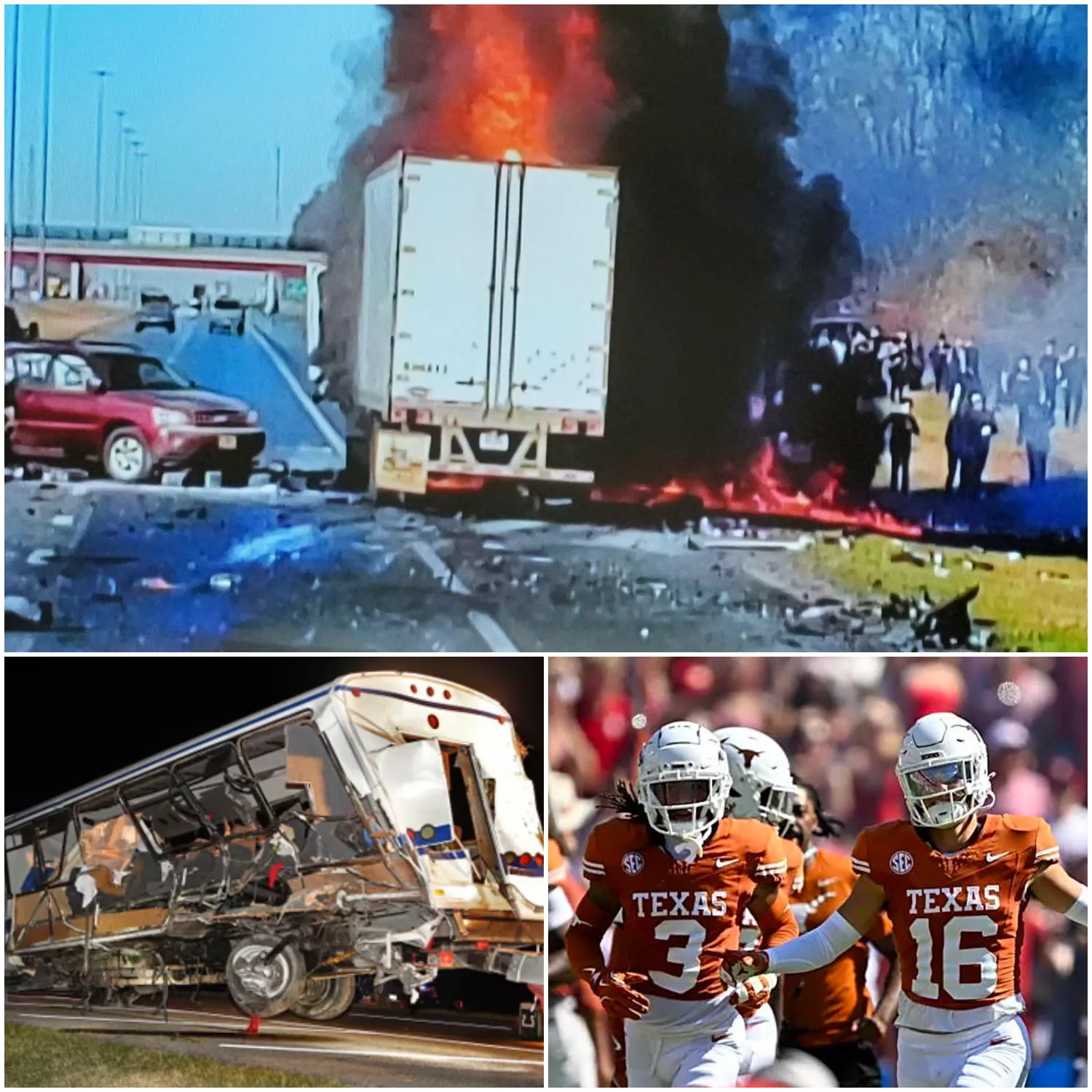 Cover Image for HIGHWAY HORROR: Texas Longhorns Football Team Bus Crash Leaves Two Players Fighting for Their Lives