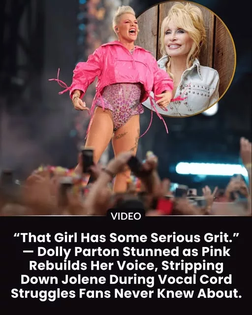 Cover Image for “That Girl Has Some Serious Grit.” — Dolly Parton Stunned as Pink Rebuilds Her Voice, Stripping Down Jolene During Vocal Cord Struggles Fans Never Knew About.