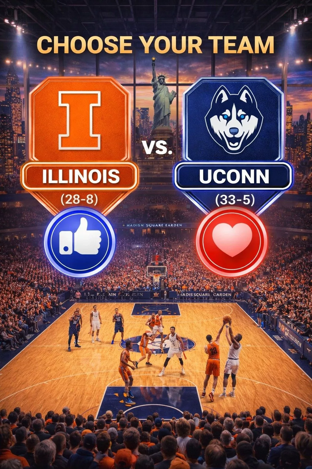 Cover Image for PRIMETIME SHOWDOWN: Illinois vs. UConn Rescheduled as National Championship Fever Ignites