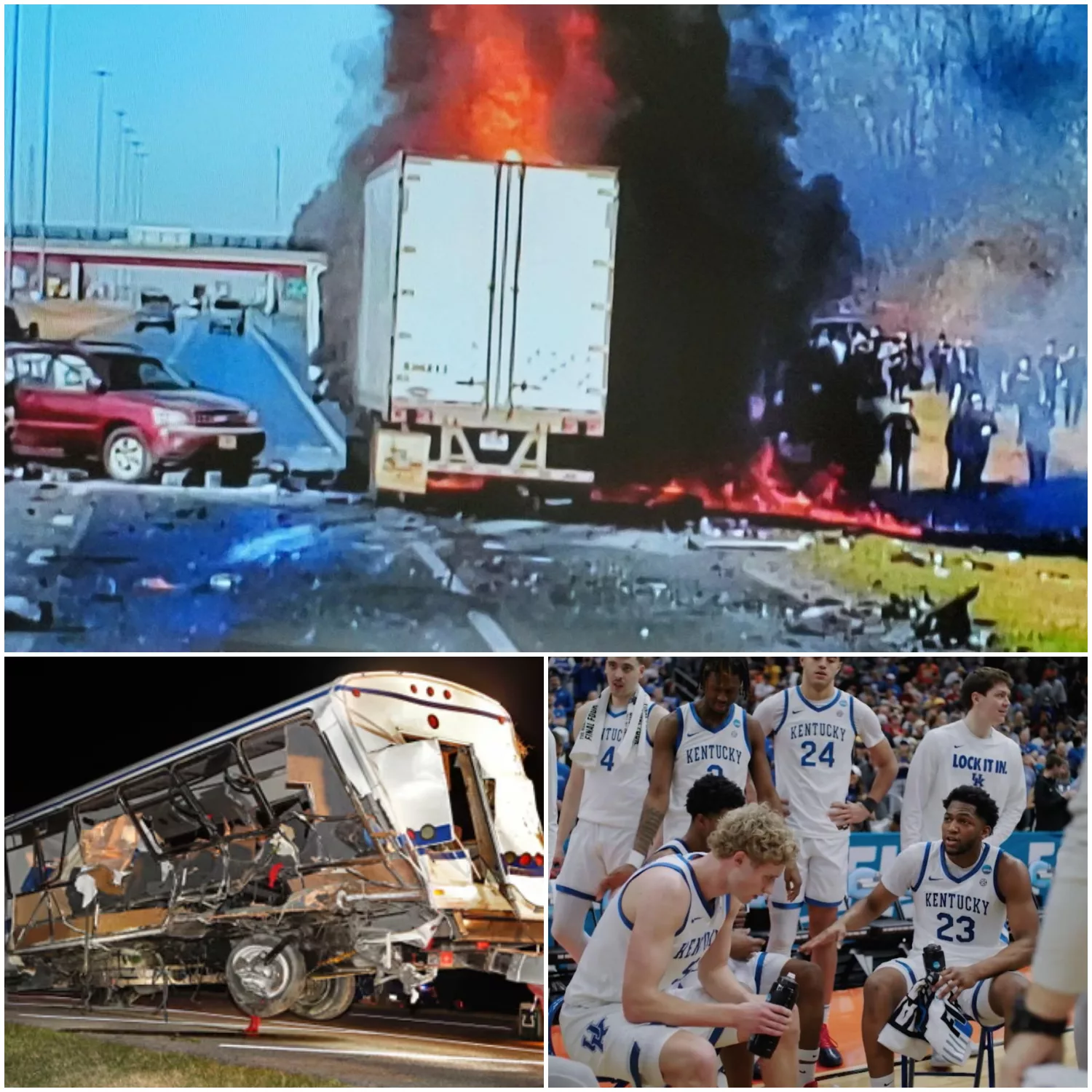 Cover Image for SHOCKING HIGHWAY TRAGEDY: Kentucky Wildcats Football Team Bus Crash Leaves Two Players Fighting for Their Lives