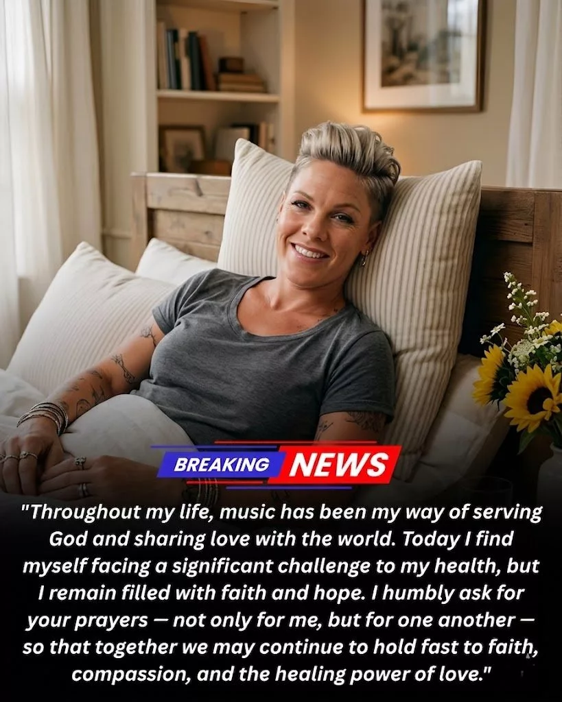 Cover Image for POSITIVE UPDATE FROM P!nk  Following recent medical treatment, P!nk — the globally celebrated artist known for her powerful, raw, and emotionally charged voice — has shared a heartfelt message with her worldwide fanbase.