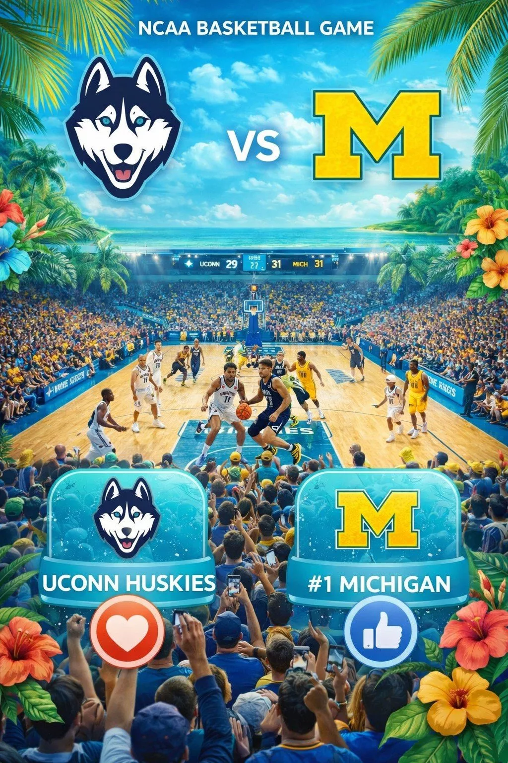 Cover Image for š UConn vs #1 Michigan: Prime-Time Clash Set to Light Up Indianapolis