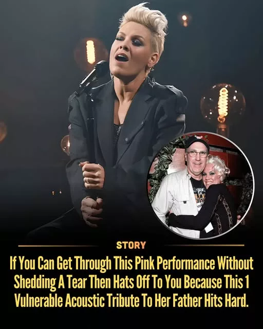 Cover Image for If You Can Get Through This Pink Performance Without Shedding A Tear Then Hats Off To You Because This 1 Vulnerable Acoustic Tribute To Her Father Hits Hard. Pink is stepping onto the stage stripped of all spectacle, facing one of the most personal moments of her life in front of thousands