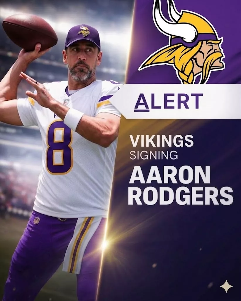 Cover Image for 🏈🔥 GREAT MOVE: Aaron Rodgers Joins the Minnesota Vikings as Veteran Backup — A Bold New Chapter in Vikings Nation