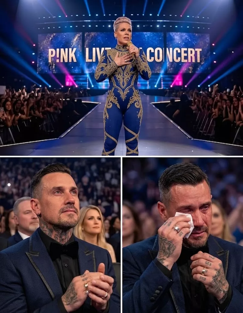 Cover Image for AN UNFORGETTABLE MOMENT. Last night, P!nk — devoted wife and biggest supporter of Carey Hart — stepped onto the stage to present a truly special birthday gift for him