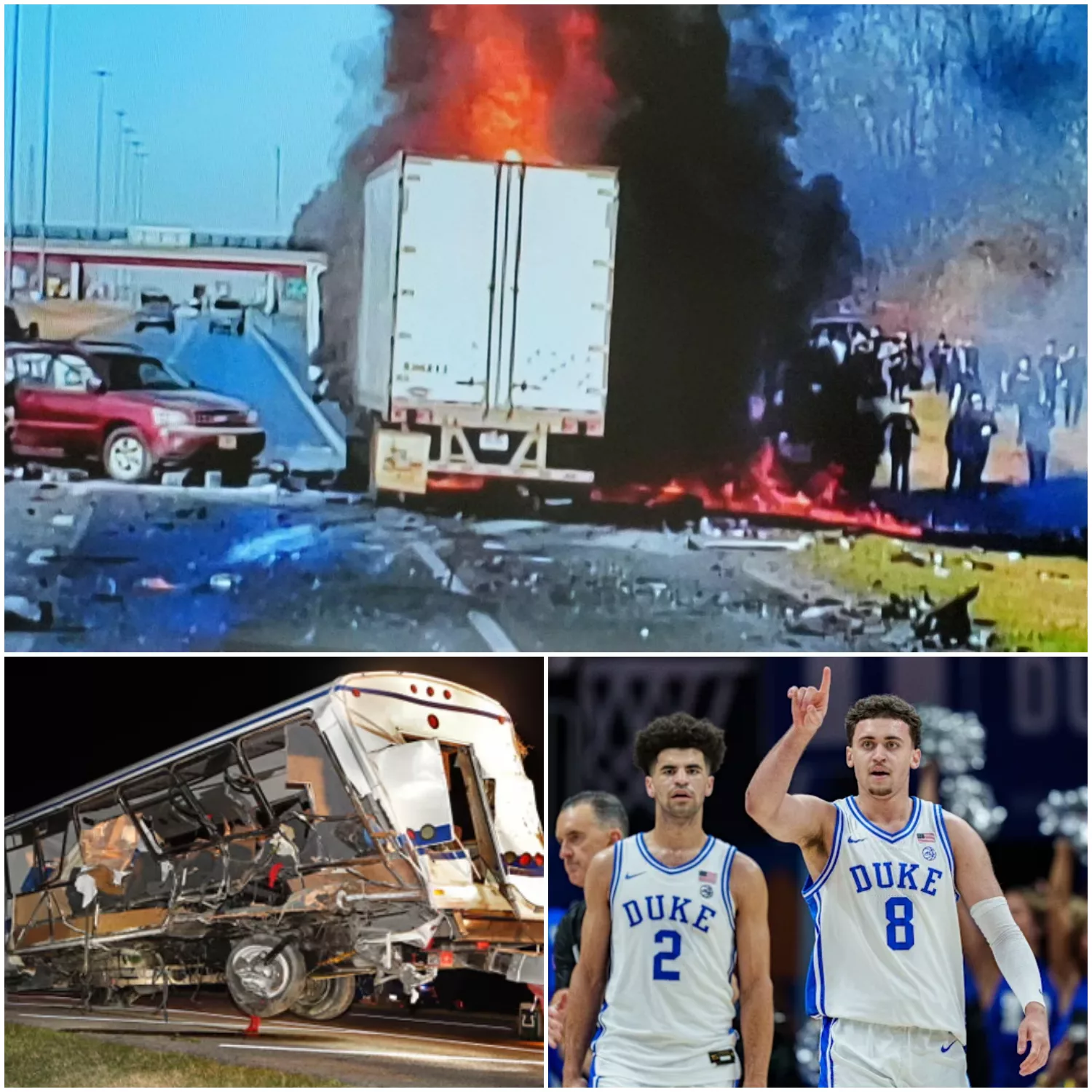 Cover Image for DEVASTATING HIGHWAY CRASH: Duke Blue Devils Football Team Bus Accident Leaves Two Players Fighting for Their Lives