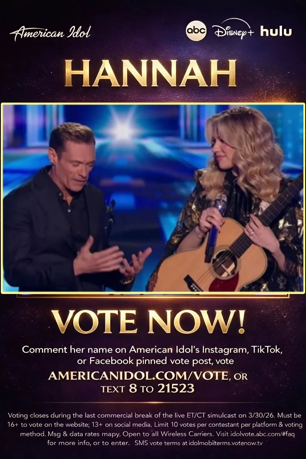 Cover Image for LET’s MAKE HER TOP 1 VOTED CONTESTANT! THIS IS WHERE WINNERS ARE DECIDED—NOT ON STAGE, BUT IN THE VOTES. Hannah Harper has the voice, the story, and the momentum on American Idol—but everything now depends on how strongly fans act in this moment…