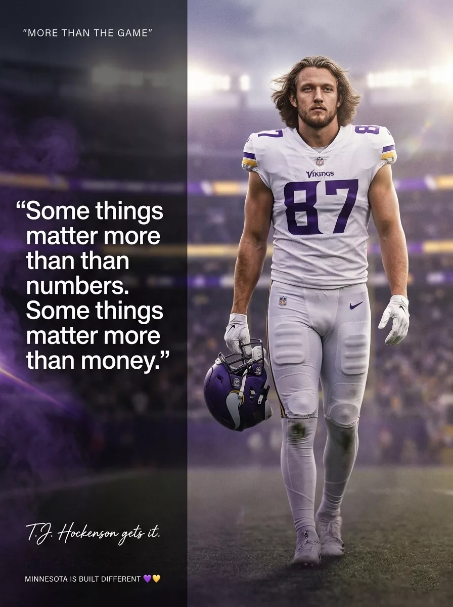 Cover Image for 🚨 T. J. Hockenson Sends Powerful Message to Minnesota Vikings: “I’ll Take a Pay Cut. I’m Staying Right Here.”
