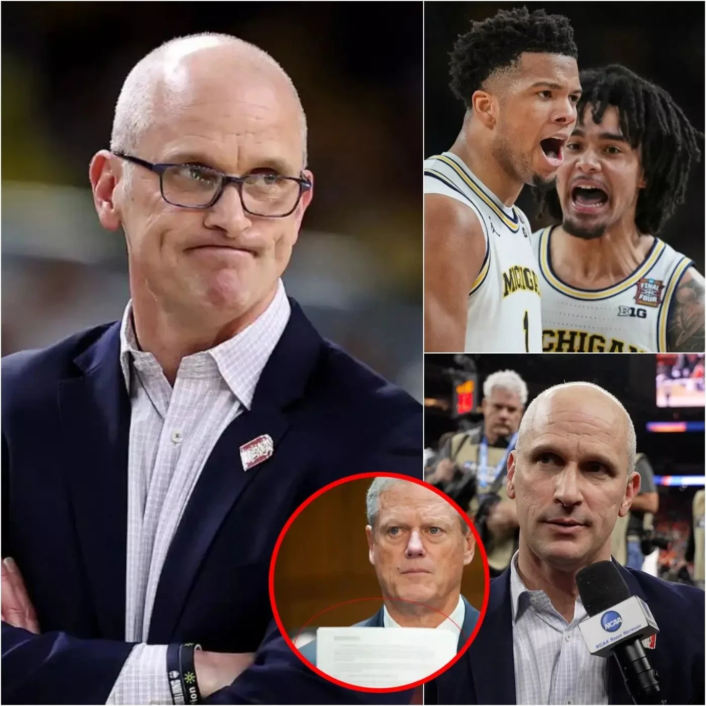 Cover Image for 🚨 “MICHIGAN CHEATED BLATANTLY!” After the crushing 63–69 defeat to the Michigan Wolverines at Lucas Oil Stadium, UConn Huskies head coach Dan Hurley erupted in anger, singling out Aday Mara and accusing the Michigan standout of doping to gain an unfair edge, while calling for an immediate NCAA investigation