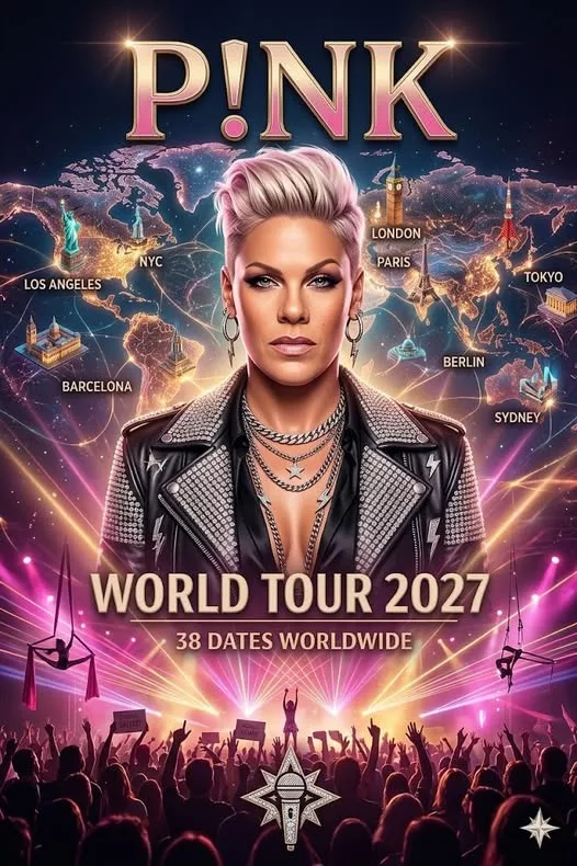 Cover Image for 🚨 GLOBAL SHOCKWAVE: P!NK OFFICIALLY ANNOUNCES 2026 WORLD TOUR — 32 DATES, 3 CONTINENTS, AND SECRET SURPRISES SENDING FANS INTO TOTAL CHAOS 🎤✨