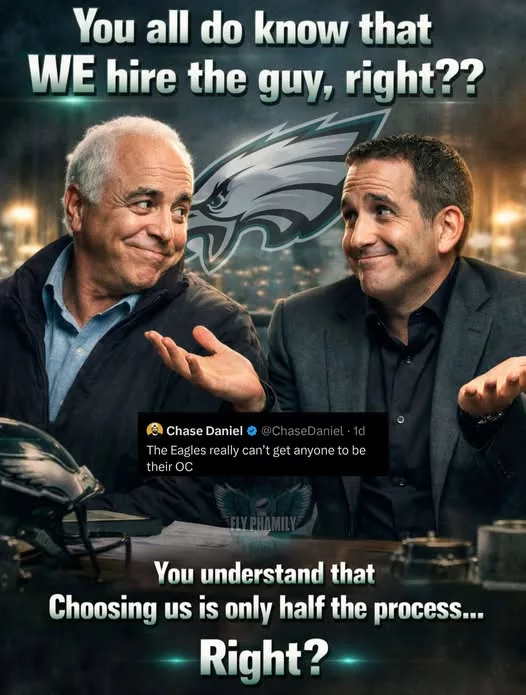Cover Image for People keep acting like no one wants the job—but think about it logically: in any hiring process, the employer is the one who CHOOSES, not the candidates. The Philadelphia Eagles are no different—this isn’t about “no one taking the job,” it’s about finding the right fit. They may not have finished interviewing all their top candidates yet, or they’re carefully evaluating every option before making a final decision. That’s called due diligence—and it’s how you avoid costly mistakes. The real question is: who are they targeting that’s making this process take longer than expected? 👀
