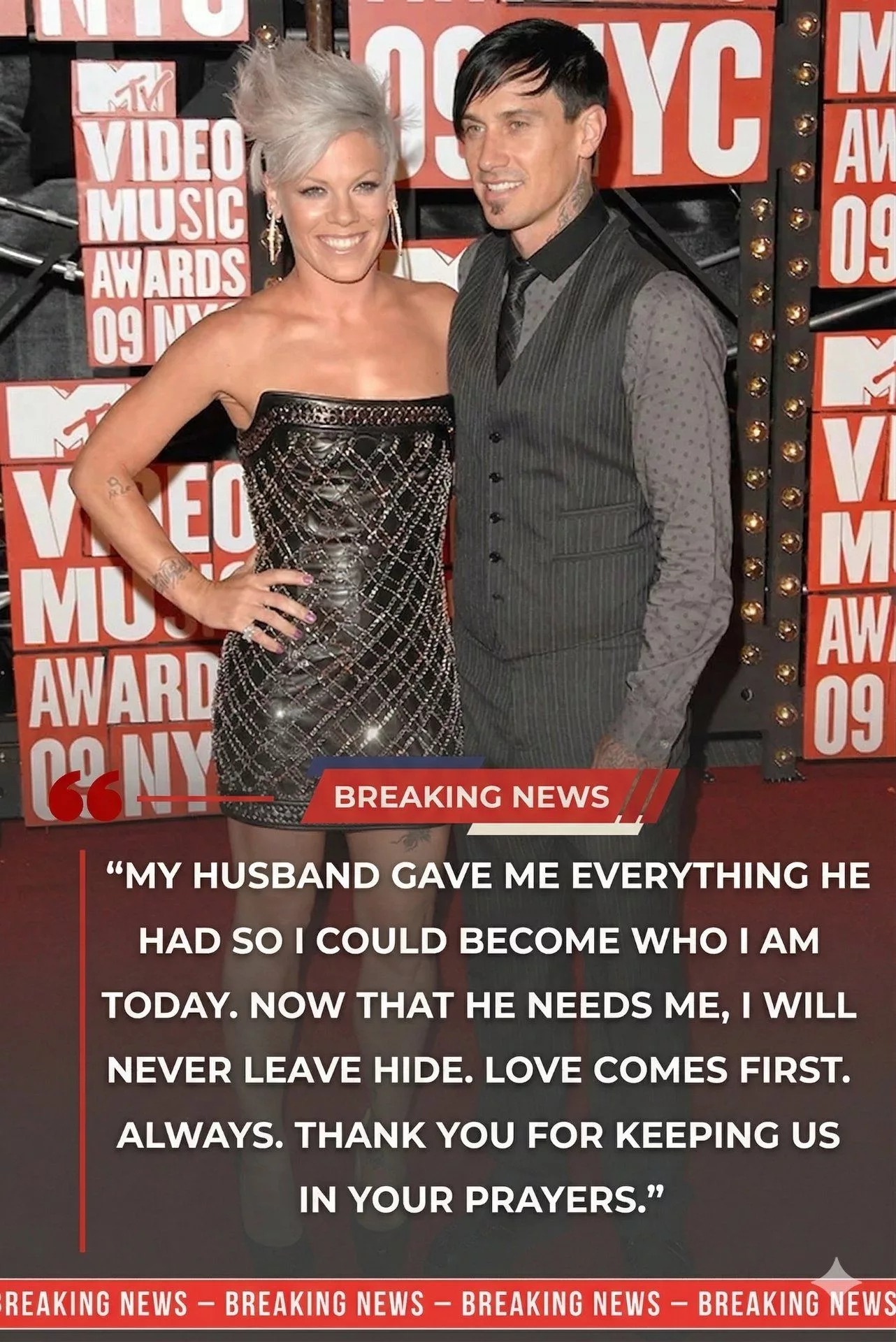 Cover Image for 💔 EMOTIONAL MOMENT: P!nk was overcome with emotion as she spoke about her husband, Carey Hart, in a quiet and deeply moving moment that left everyone around her speechless.