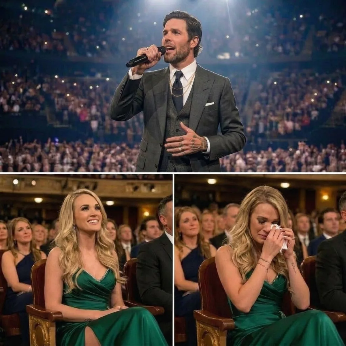 Cover Image for AN UNFORGETTABLE MOMENT Last night, Mike Fisher stepped onto the stage to present a very special birthday gift for Carrie Underwood