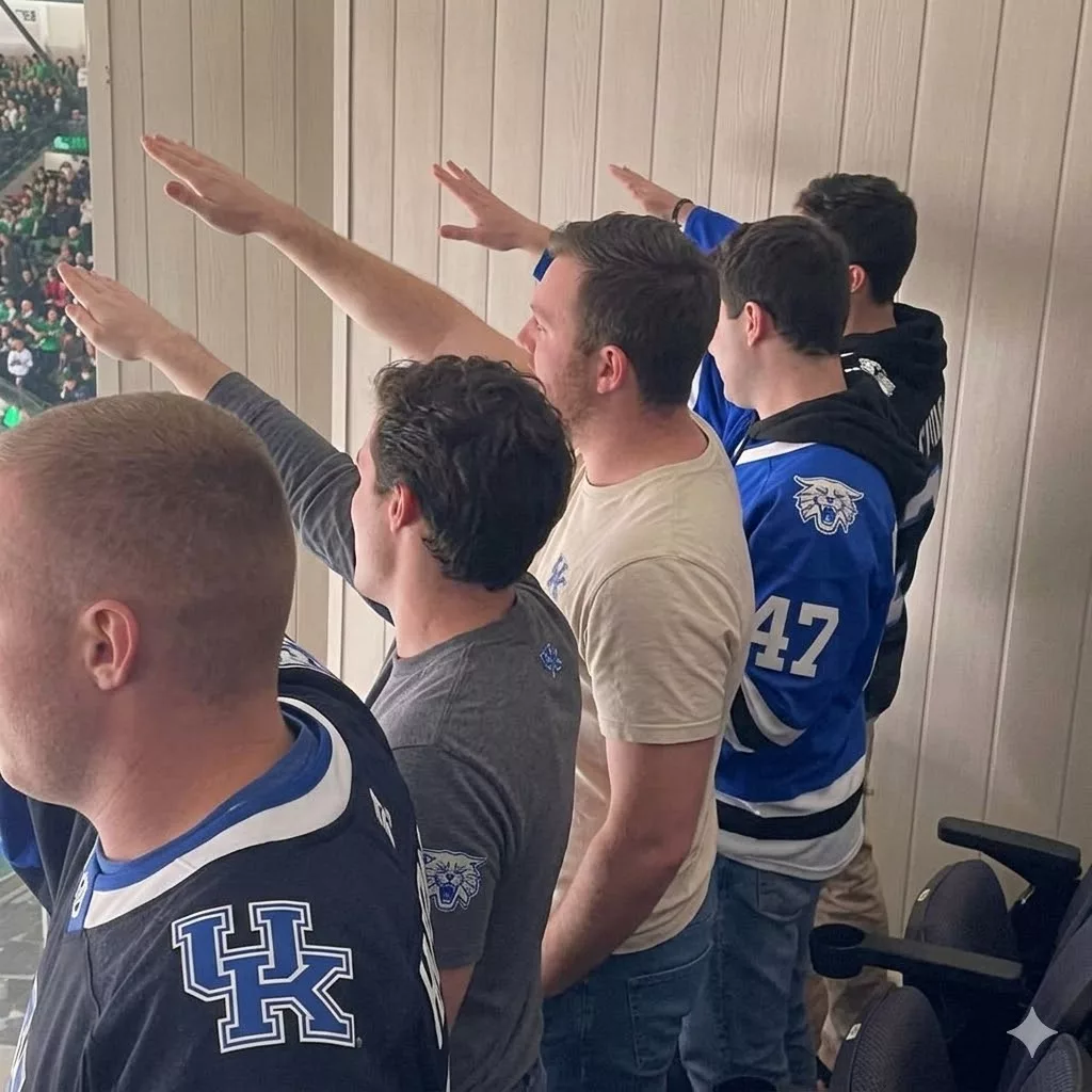 Cover Image for Kentucky Wildcats fans are under investigation after shocking footage shows them performing a Nazi salute at a game [VIDEO]