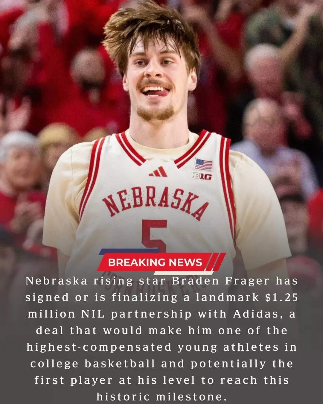 Cover Image for 💰 BREAKING: Braden Frager Lands Historic $1.25M NIL Deal with Adidas — A New Era Begins for College Basketball