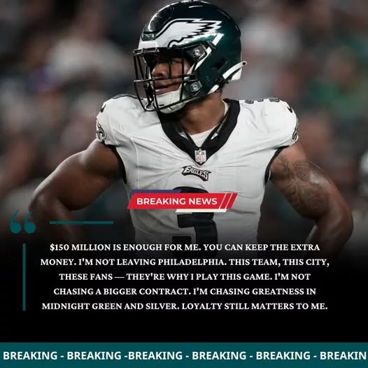 Cover Image for 🚨 BREAKING 🚨 A $150M defensive star from the Philadelphia Eagles is turning heads across the league after rejecting bigger offers from both the Dallas Cowboys and the New York Giants—choosing loyalty over money. 😳💚 In an era where business often comes first, this decision is sending a powerful message about culture, belief, and unfinished business in Philly. But who is this defensive cornerstone—and what does this mean for the Eagles’ future? 👀 👉 The full story behind this shocking decision will leave fans stunned… read more below!
