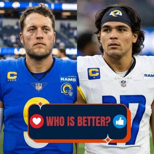 Cover Image for 🤔 Puka Nacua or Matthew Stafford — who would you choose? It’s a tough call for fans of the Los Angeles Rams. On one side, you have a young superstar in Nacua — explosive, hungry, and already proving he can dominate defenses. On the other, a proven champion in Stafford — a Super Bowl-winning QB who’s been the backbone of the offense. Do you build around youth and upside… or trust experience and leadership? 😳 👉 The answer might say a lot about the future direction of the Rams… who are YOU taking?