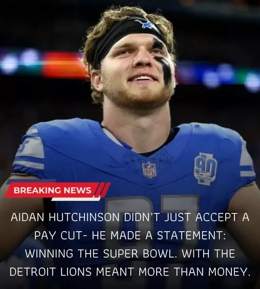 Cover Image for 🚨 UNBELIEVABLE IN DETROIT 🚨 Aidan Hutchinson has reportedly done the unthinkable—agreeing to a massive pay cut, not out of necessity, but out of pure commitment to winning with the Detroit Lions. 😳🔥 In a league where contracts define everything, this move is sending a powerful message about culture, loyalty, and chasing something bigger than money. But what does this mean for Detroit’s future—and who could they bring in next because of it? 👀 👉 The ripple effects of this decision could change EVERYTHING… read more below!