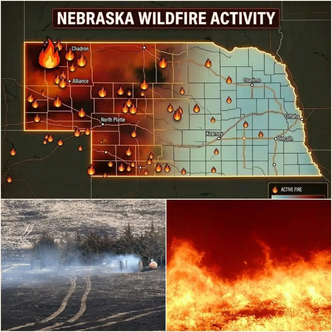 Cover Image for 🔥 CRISIS IN THE HEARTLAND: Massive Nebraska Wildfires Ignite Fears Over Food Supply, Land Control, and a Nation Looking Away