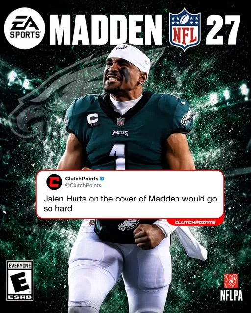 Cover Image for 🦅 MAKE IT HAPPEN, EA 😮‍💨🔥 If this is even possible, fans are dreaming big about Jalen Hurts in the 2026/27 season with the Philadelphia Eagles.  After proving himself as one of the league’s most complete quarterbacks, Hurts could be on the verge of an even more dominant year — sharper reads, stronger leadership, and total control of the offense. With the right pieces around him, this might be the season he takes things to another level.  👉 MVP run incoming? Or something even bigger for Philly? The hype is real… and fans are ready to see it happen.