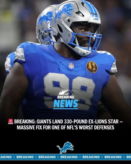 Cover Image for 💥 BREAKING: GIANTS MAKE A MASSIVE MOVE 💥 The New York Giants just made a bold statement, landing a 330-pound former Detroit Lions star to fix one of the league’s weakest defenses. This isn’t just a signing—it’s a potential game-changer in the trenches. For a defense that struggled to stop the run and control the line, this move could shift everything overnight. Size. Power. Experience. Exactly what they’ve been missing. But is this enough to turn things around… or just the first step in a bigger rebuild? And who exactly is the force now heading to New York? 👀
