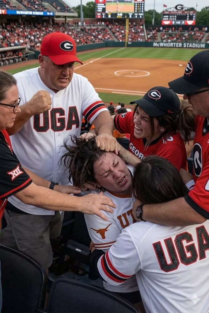 Cover Image for CHAOS AT RED & CHARLINE MCCOMBS FIELD Texas vs. Georgia Bulldogs Softball Game Turns Wild as Fans Throw Haymakers in One of the Craziest Fights You’ll See [VIDEO]