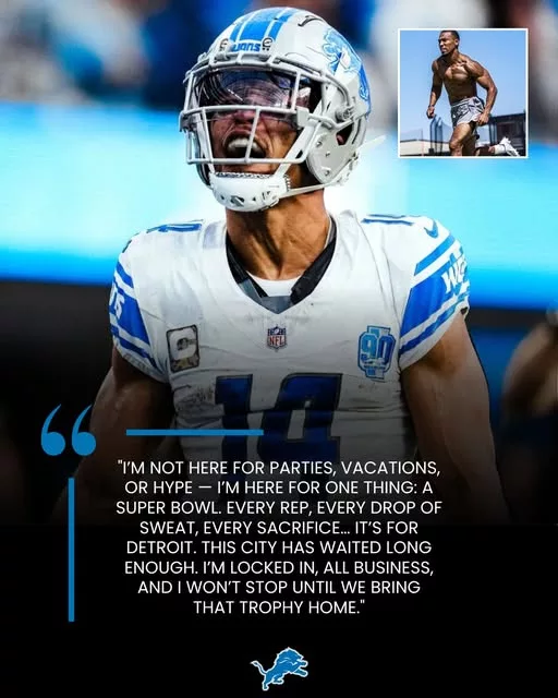 Cover Image for 🔥 NO PARTIES. NO BREAKS. ALL-IN FOR GREATNESS 🔥 Amon-Ra St. Brown isn’t celebrating—he’s sacrificing. While others enjoy the offseason, the Detroit Lions star is locked in, cutting out distractions with one goal in mind: a Super Bowl run. No shortcuts. No days off. Just relentless focus on becoming unstoppable. This isn’t just training—it’s a mindset shift. And when a player at his level goes this all-in, it sends a message across the entire league. So what’s driving this extreme commitment… and could it be the key to finally taking Detroit to the top?