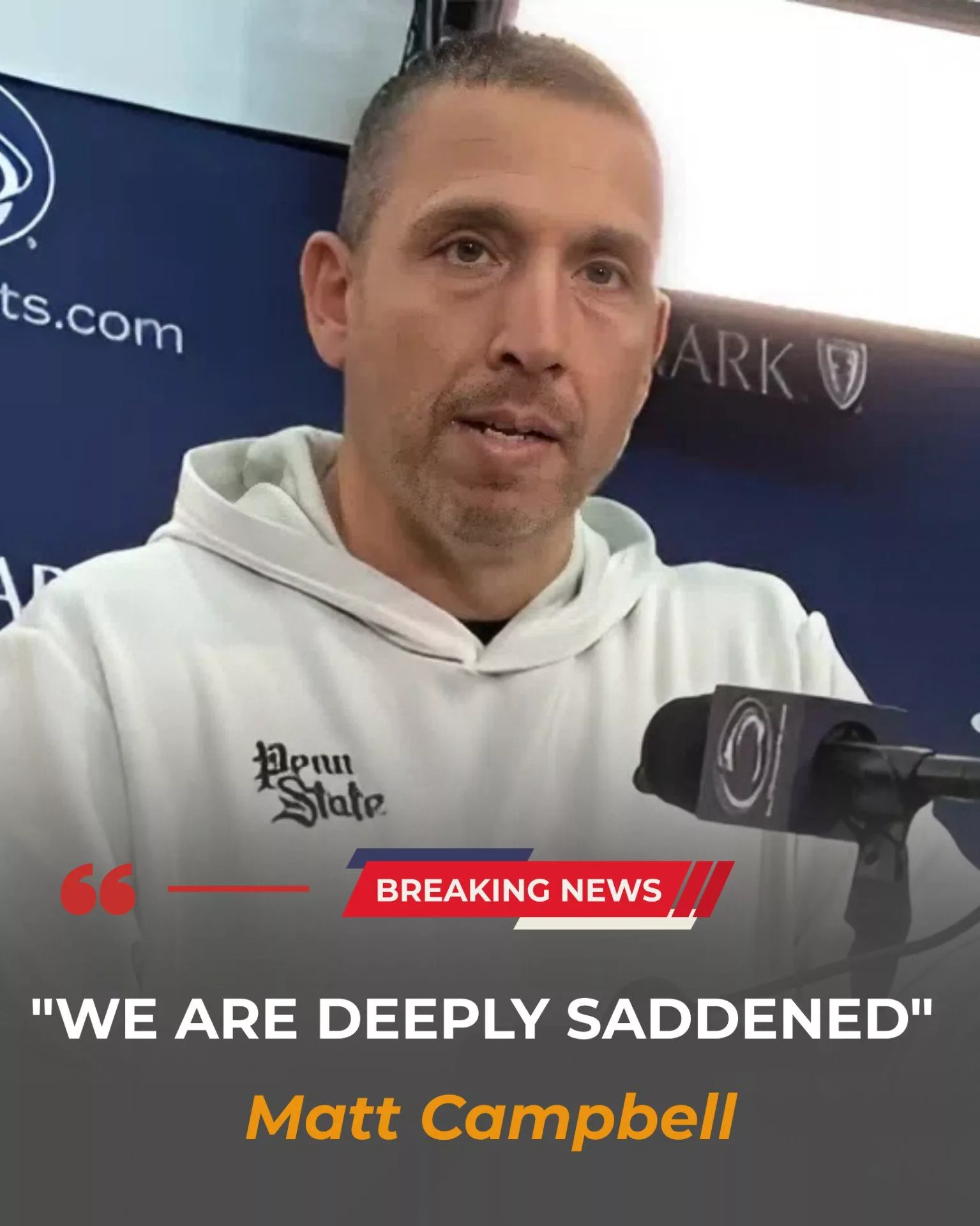 Cover Image for 30 minutes ago: Head coach Matt Campbell of the Penn State Nittany Lions football somberly confirmed that a key player was involved in an accident on the way to practice while the team was preparing for an upcoming game.