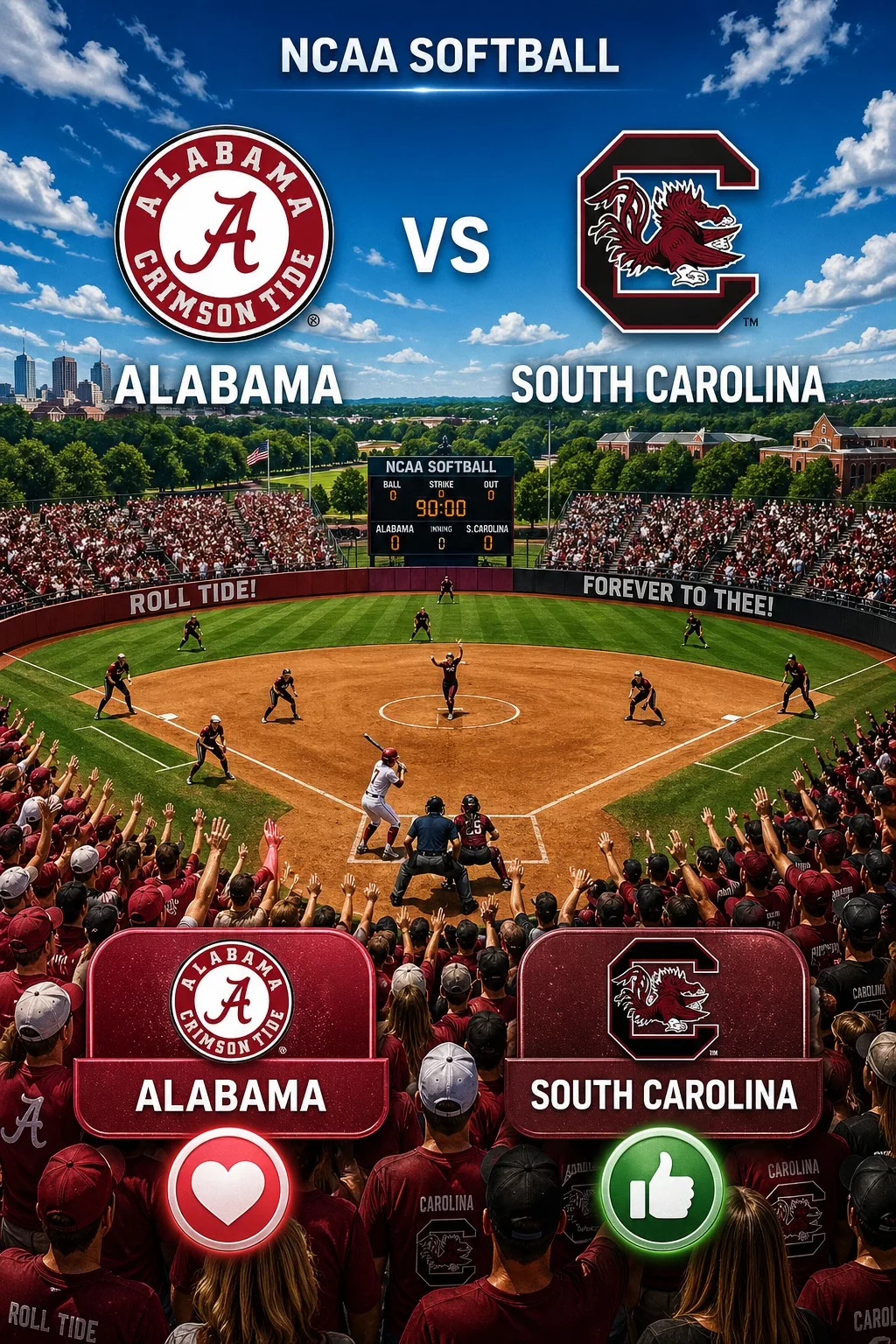 Cover Image for 🚨 TIME CHANGE ALERT: Alabama vs. South Carolina Softball Showdown Gets New Start Time