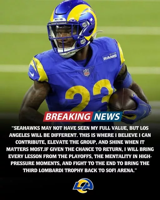 Cover Image for 🔥BREAKING: Just 12 hours after being released by the Seattle Seahawks, a two-time Super Bowl–winning running back who recently posted an 800-yard season has already set his sights on the Los Angeles Rams. According to Adam Schefter, the veteran is ready to bring his full playoff experience to Los Angeles in an effort to help the Rams chase their third Lombardi Trophy in franchise history. A surprising move could be brewing—could this be the missing piece to a championship run? 👀