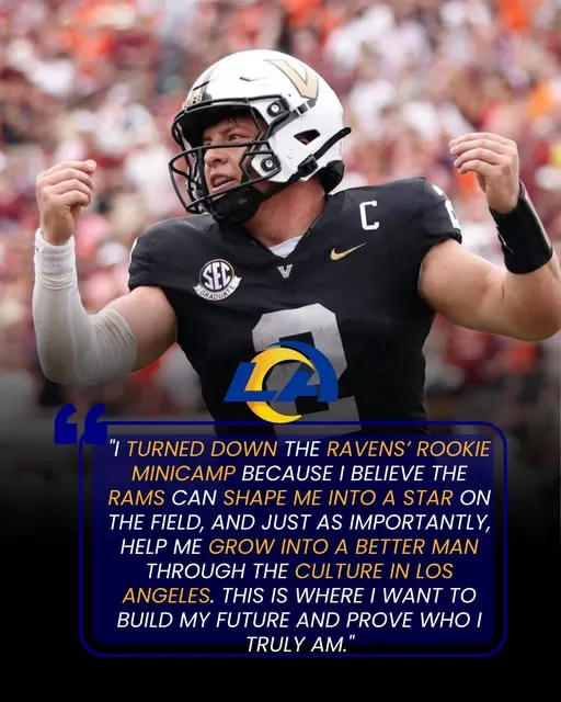 Cover Image for 🚨BREAKING: A Heisman Trophy runner-up has shocked many by rejecting a rookie minicamp invite from the Baltimore Ravens to pursue a tryout with the Los Angeles Rams 👀 The bold decision is reportedly driven by his belief that the Rams can develop him into a true star. But turning down a concrete opportunity with Baltimore comes with major risk. Is this a genius move… or a gamble that could define his entire career? The story behind it is sparking intense debate among fans! 🔥