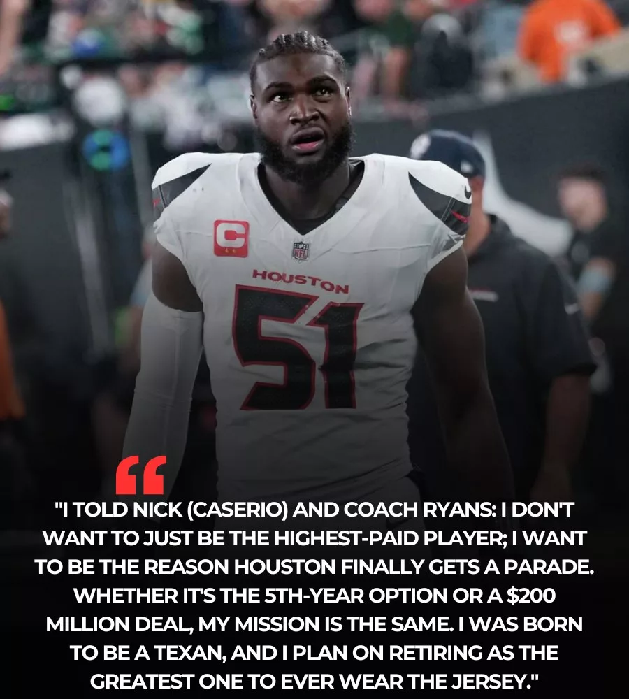 Cover Image for 🚨 BREAKING: Houston Texans Expected to Sign Will Anderson Jr. to Historic Contract Extension