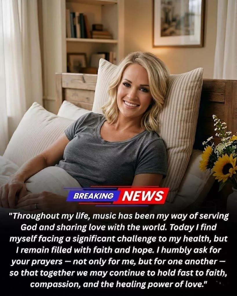 Cover Image for POSITIVE UPDATE FROM CARRIE UNDERWOOD Following recent medical treatment, Carrie Underwood — the globally celebrated artist known for her powerful, raw, and emotionally charged voice — has shared a heartfelt message with her worldwide fanbase.