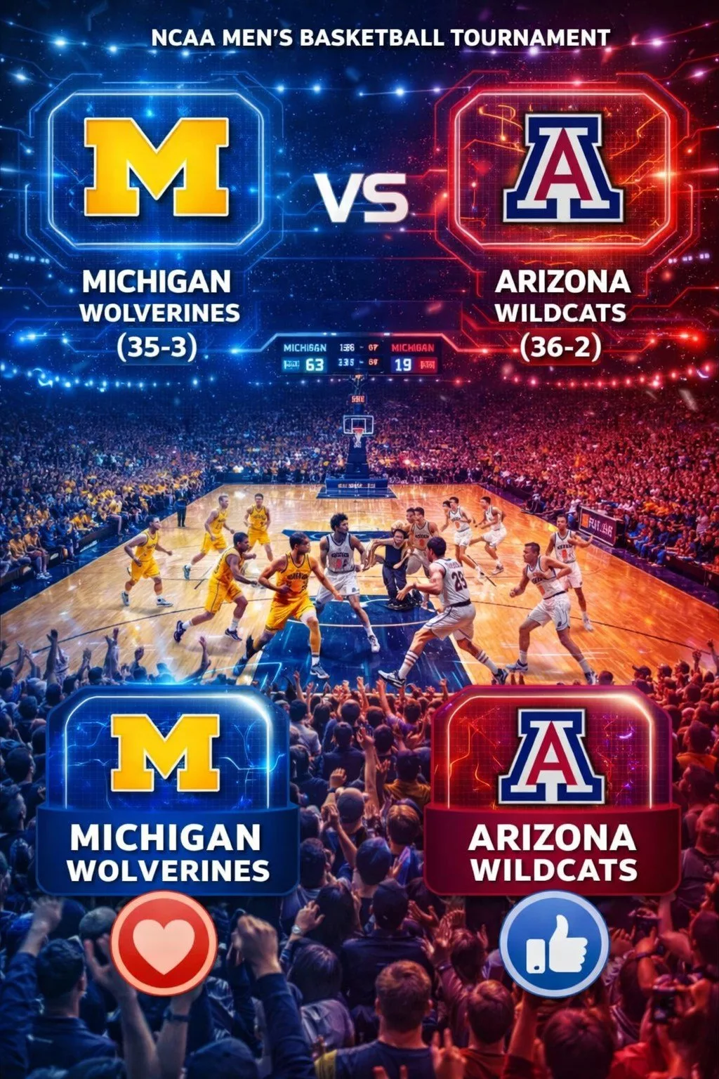Cover Image for PRIME-TIME SHOWDOWN: NCAA Announces Last-Minute Tip-Off Change for UConn vs. Michigan Championship Final