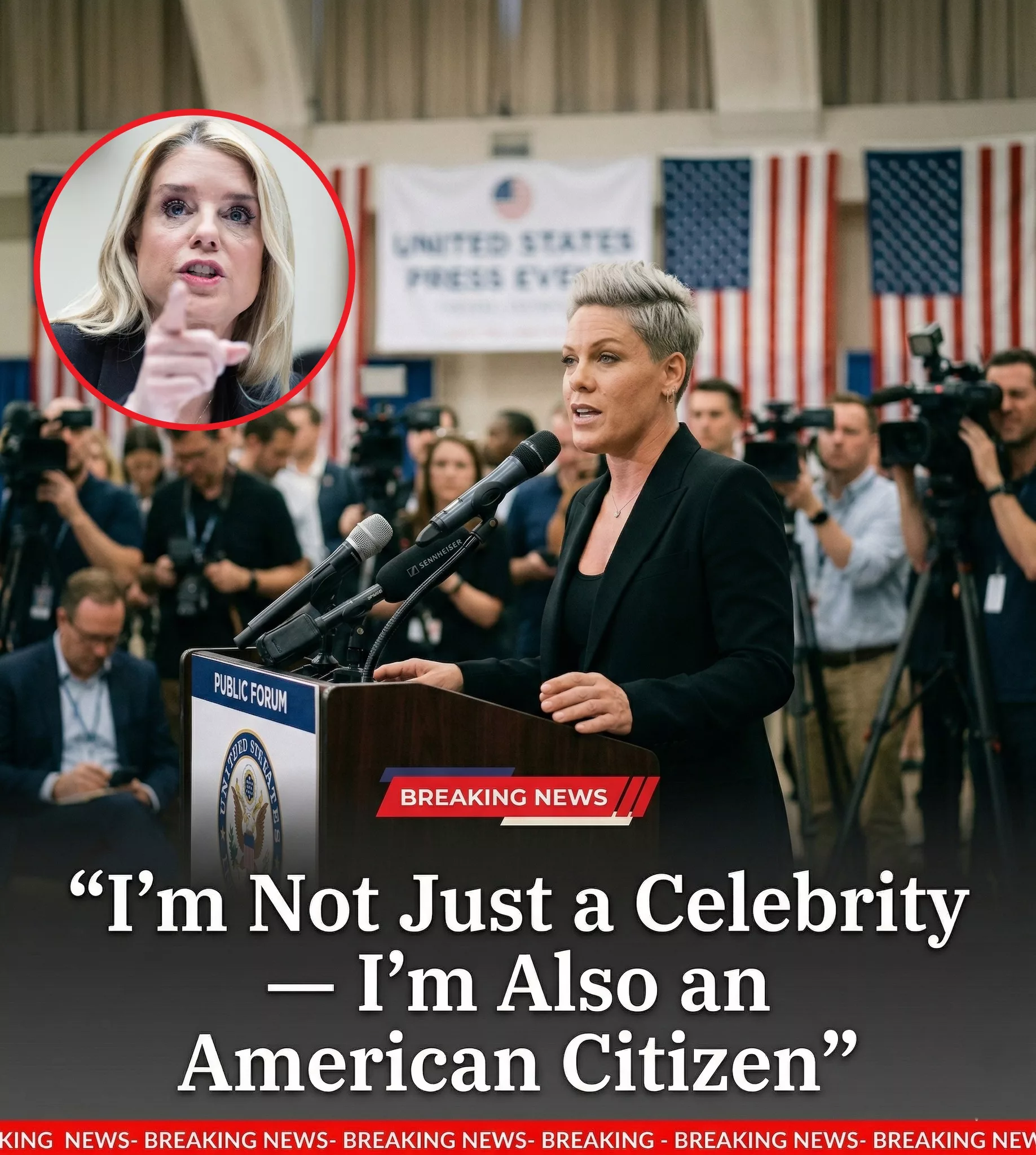 Cover Image for 🔥 P!nk Speaks Out: “I’m Not Just a Celebrity — I’m Also a Citizen of a Great America.” As U.S. Democracy Faces a Dangerous Crossroads, Critics Warn the DOJ Is Being Pulled Toward Presidential Control