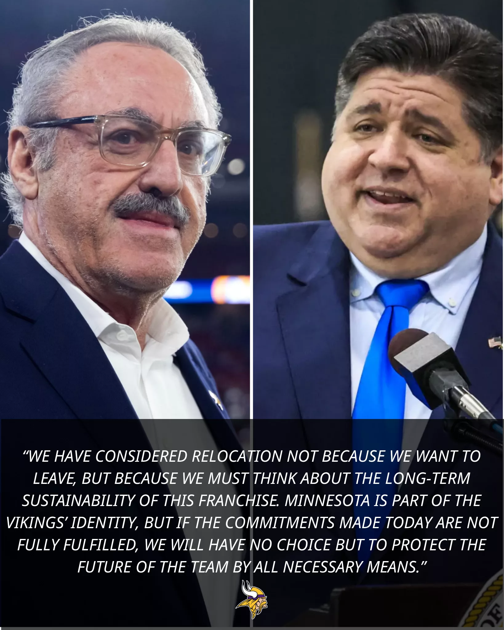 Cover Image for 🚨 Just 12 hours after securing 25/32 NFL votes to relocate to Indiana, Governor J. B. Pritzker held an urgent “roundtable” meeting with Indiana Governor Mike Braun and Chairman Zygi Wilf of the Minnesota Vikings — the agreements announced afterward were exactly what Vikings fans had been hoping for👇